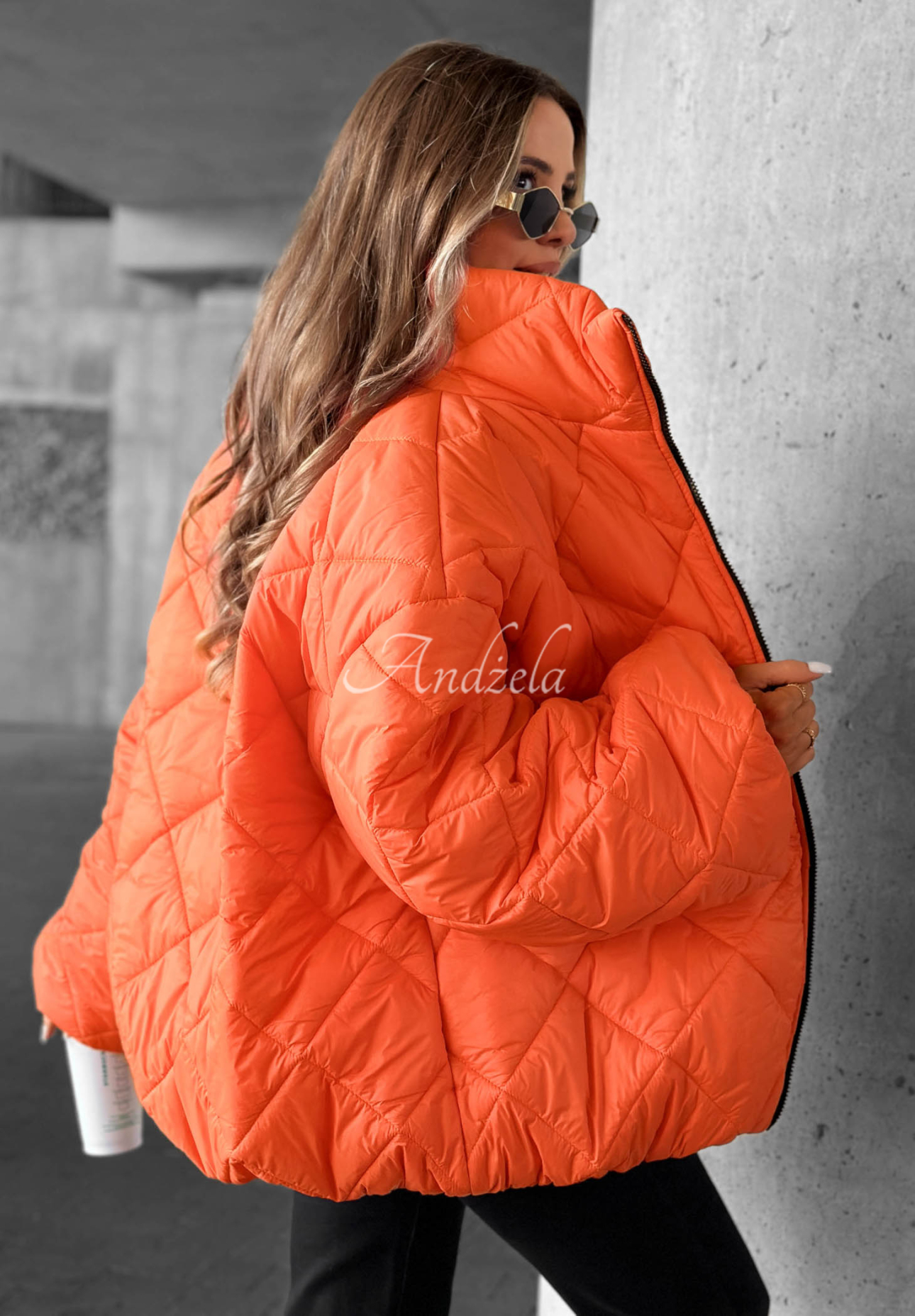 Kurze, übergroße Steppjacke Fall Favorites Orange