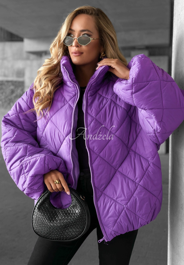 Kurze, &uuml;bergro&szlig;e Steppjacke Fall Favorites Violett
