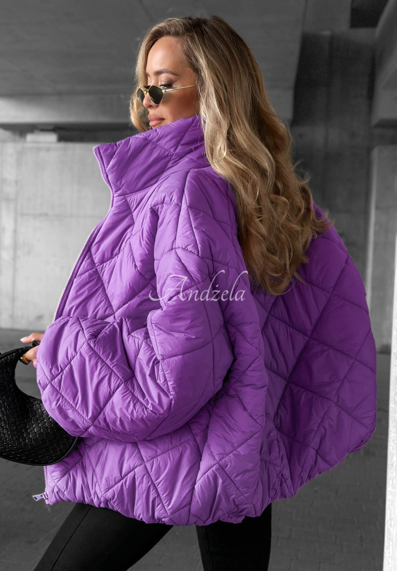 Kurze, übergroße Steppjacke Fall Favorites Violett