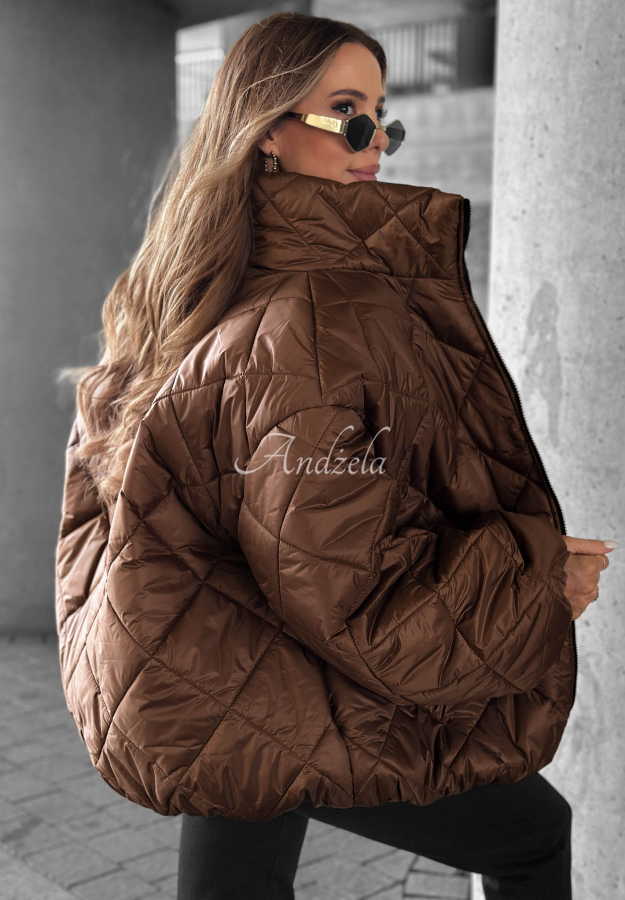 Kurze, übergroße Steppjacke Fall Favorites Schokoladenbraun