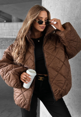 Kurze, &uuml;bergro&szlig;e Steppjacke Fall Favorites Schokoladenbraun