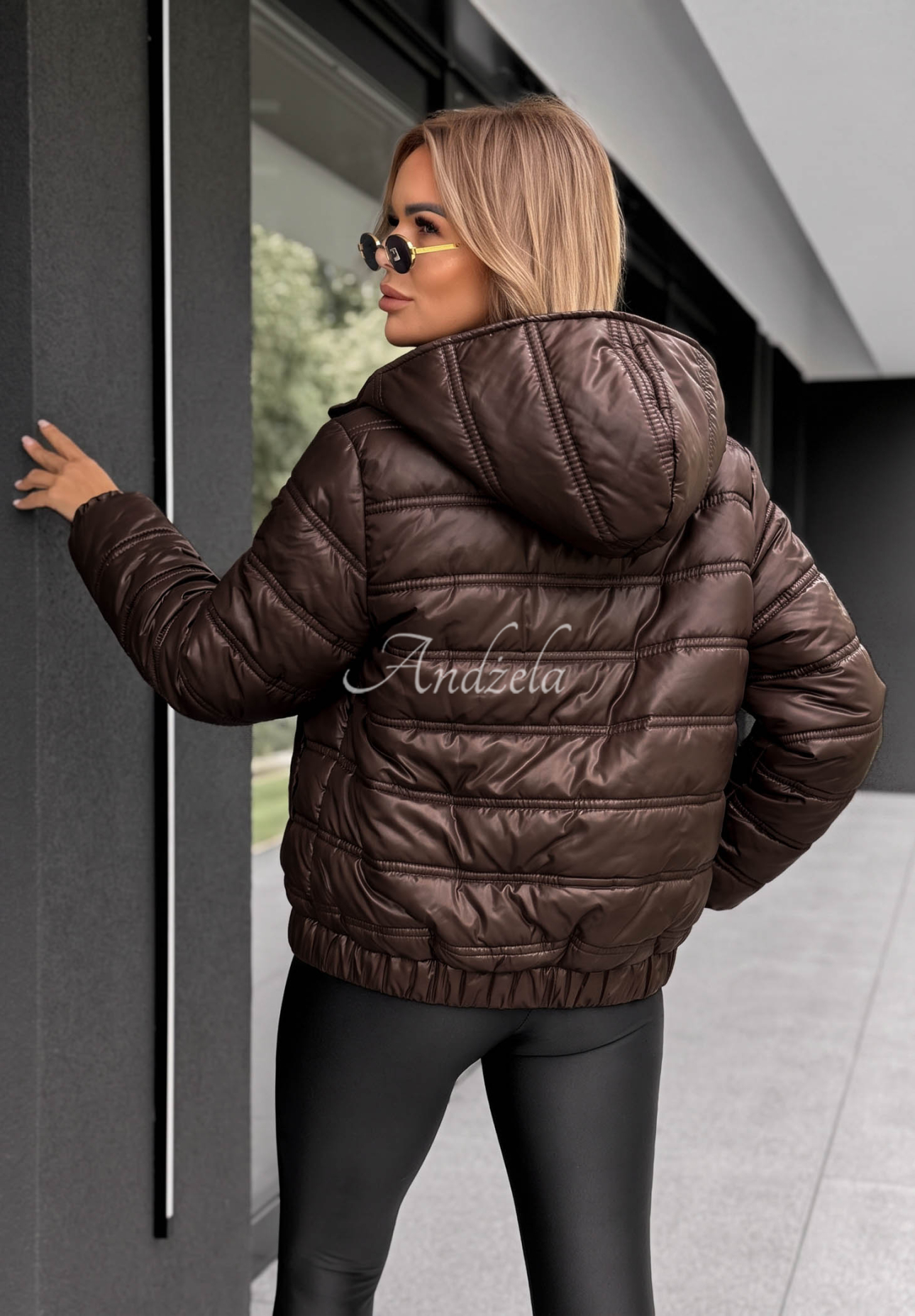 Gesteppte Jacke mit Kapuze Wait For Me Schokoladenbraun