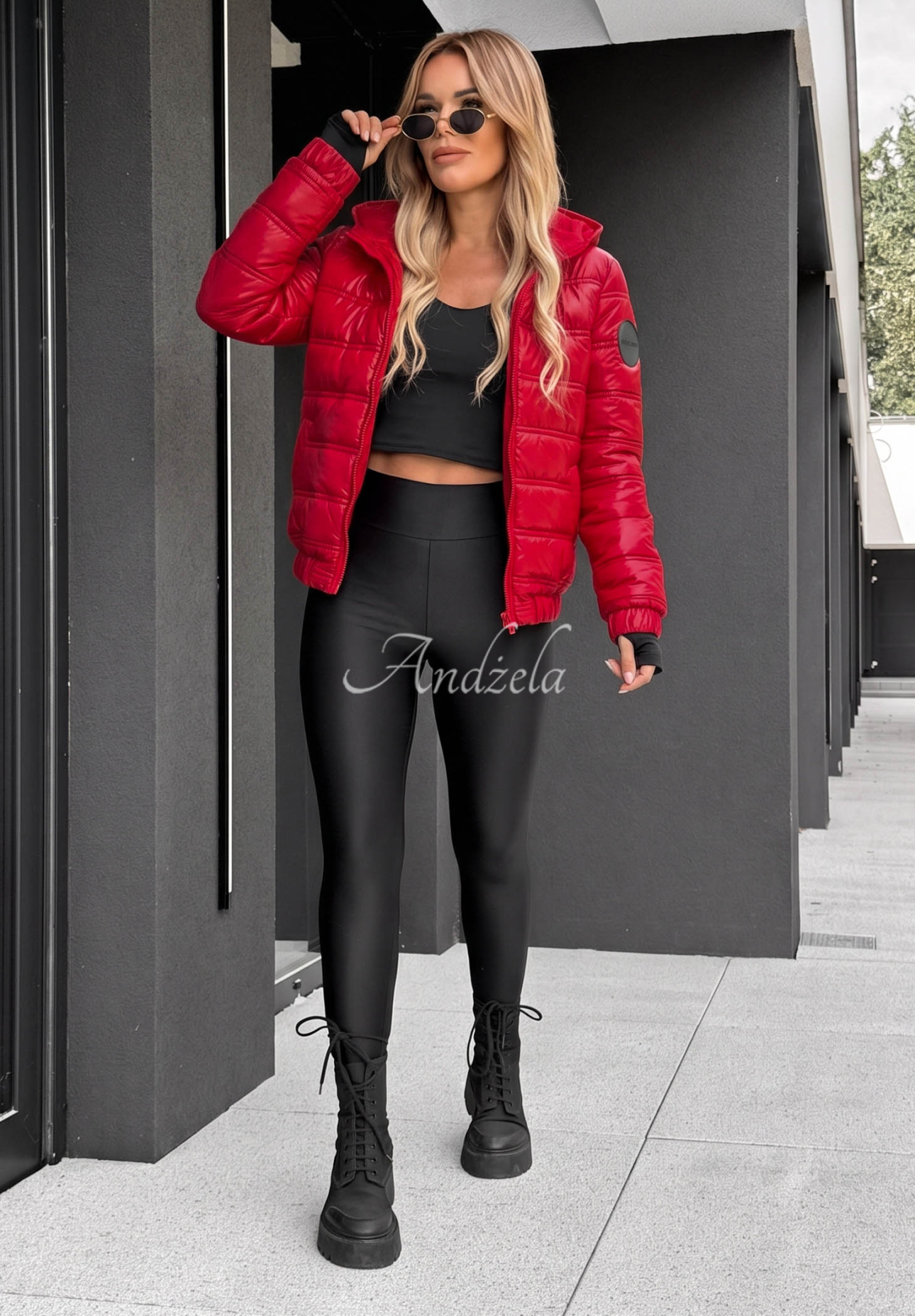 Gesteppte Jacke mit Kapuze Wait For Me Rot