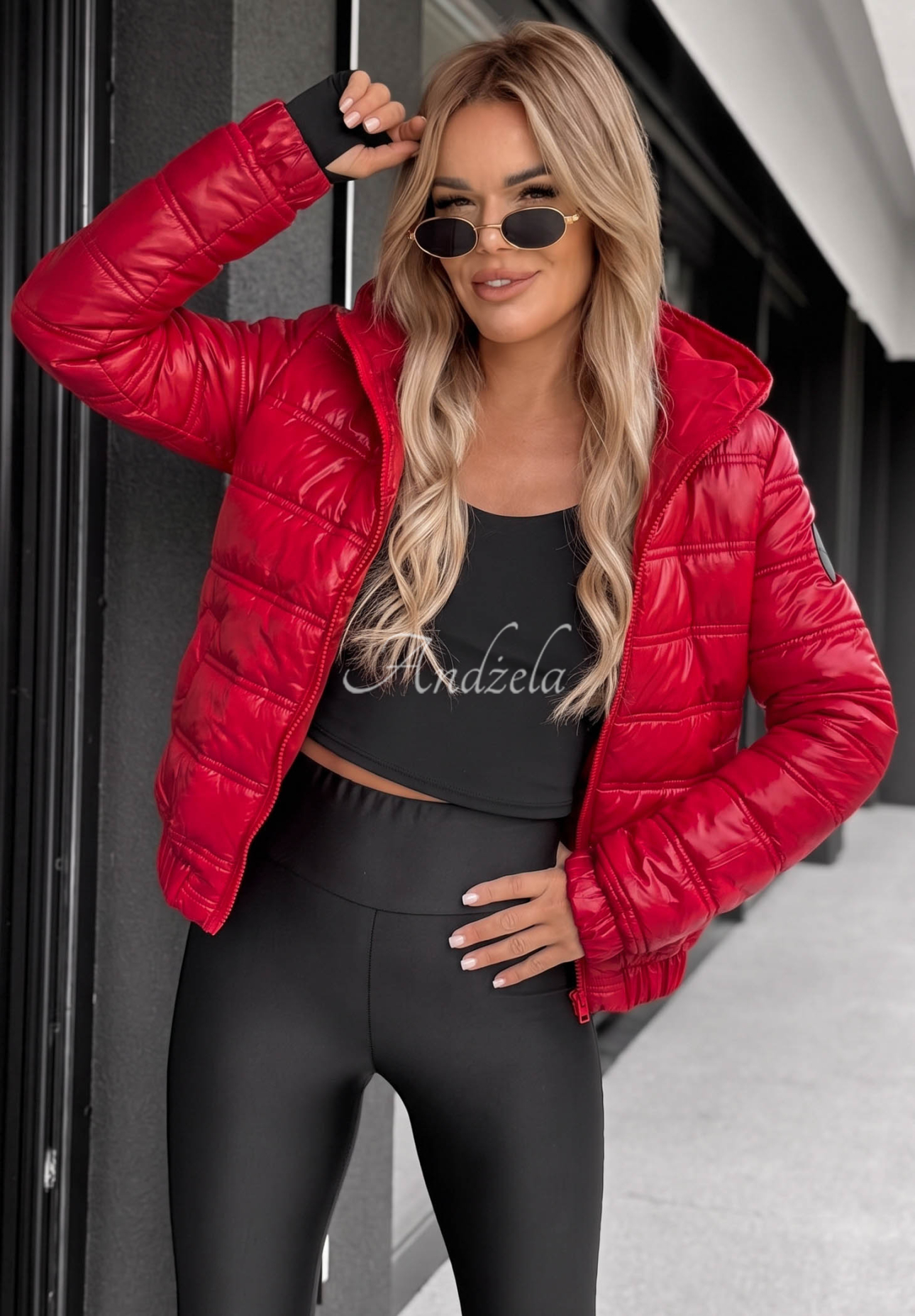 Gesteppte Jacke mit Kapuze Wait For Me Rot