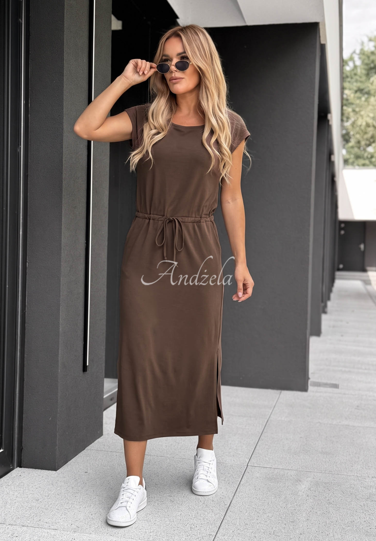 Baumwollkleid mit Kordelzug Moonlight Harbor Schokoladenbraun