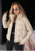 Puchowa Jacke z dzianinowymi wstawkami Never Leave Schokoladenbraun