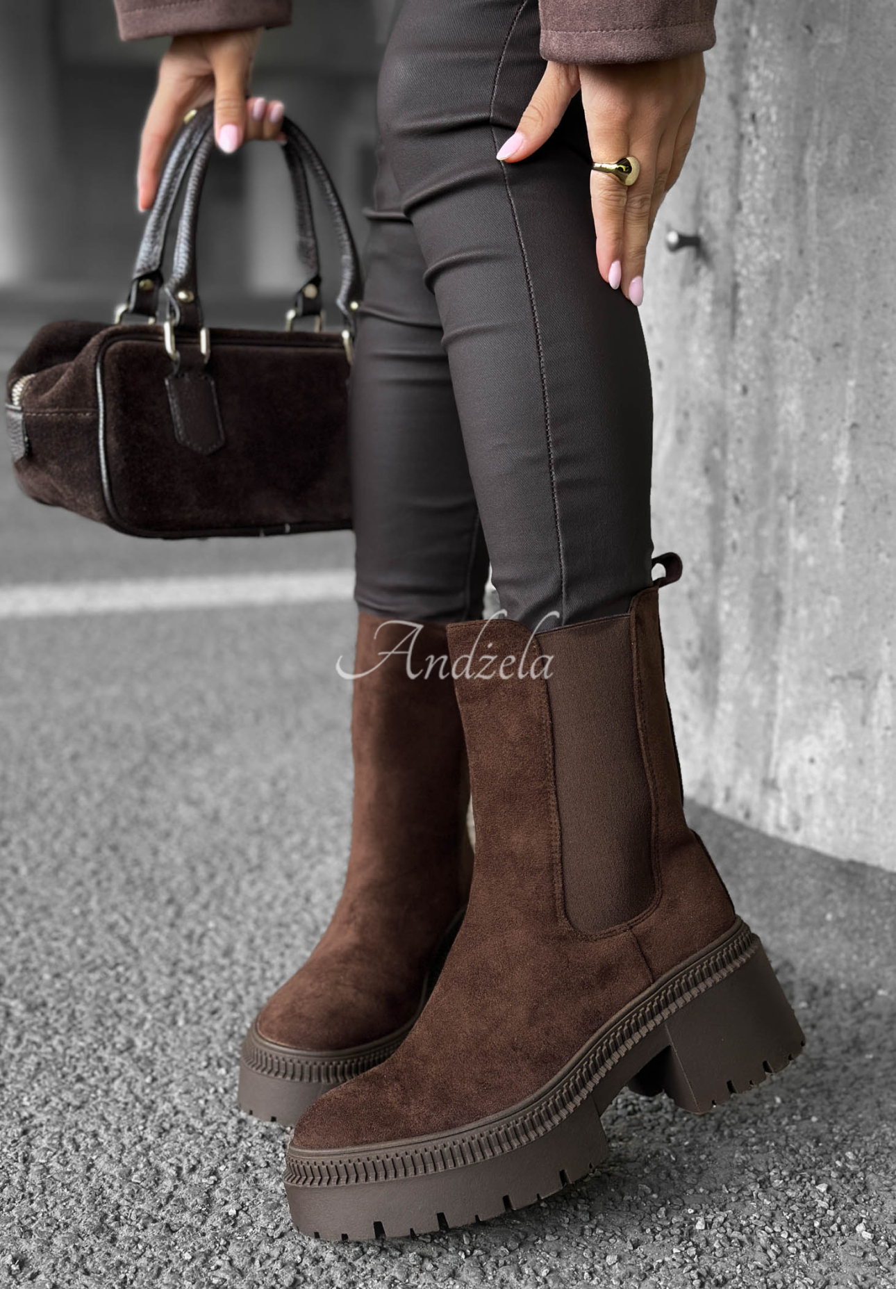 Stiefeletten aus Wildlederimitat Maple Trail Schokoladenbraun