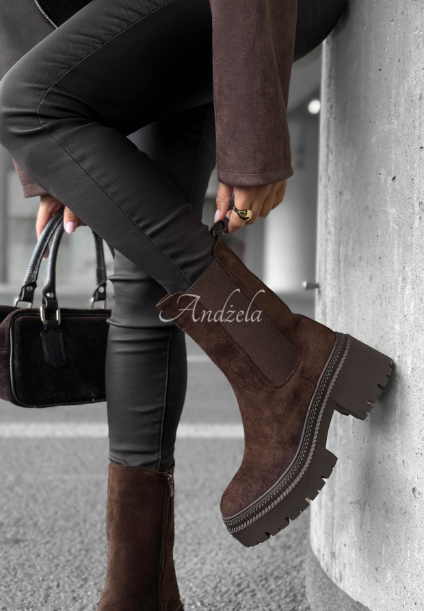 Stiefeletten aus Wildlederimitat Maple Trail Schokoladenbraun