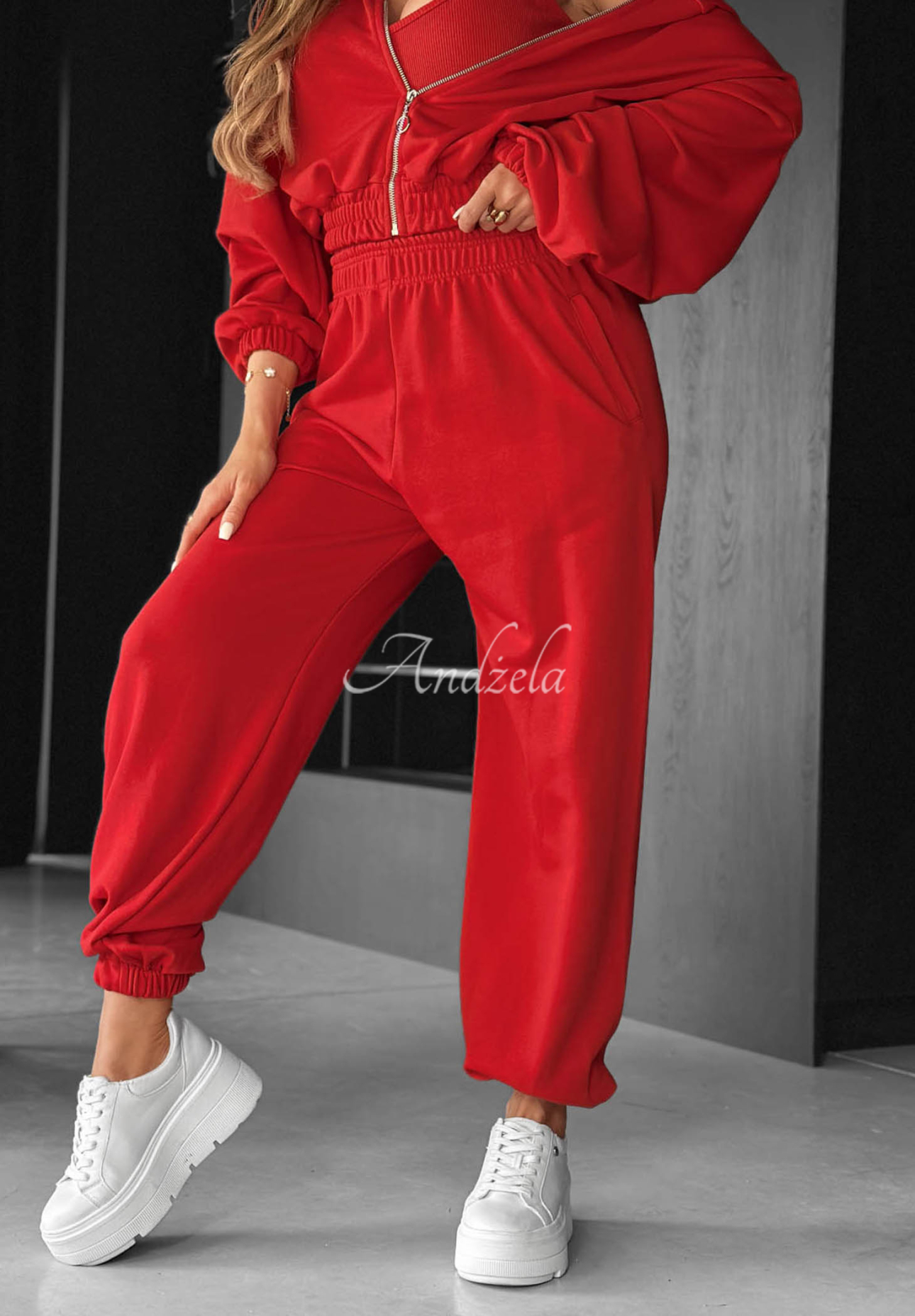 Baumwoll-Set Sweatshirt, Hose und Body 3in1 All For Love Rot