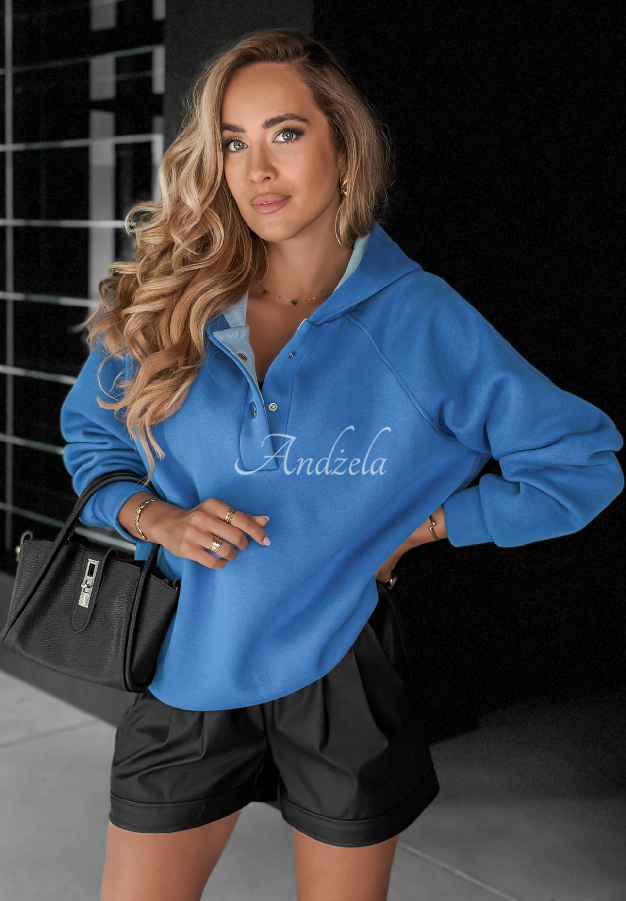 Sweatshirt mit Kapuze aus Baumwolle New Energy Kobaltblau