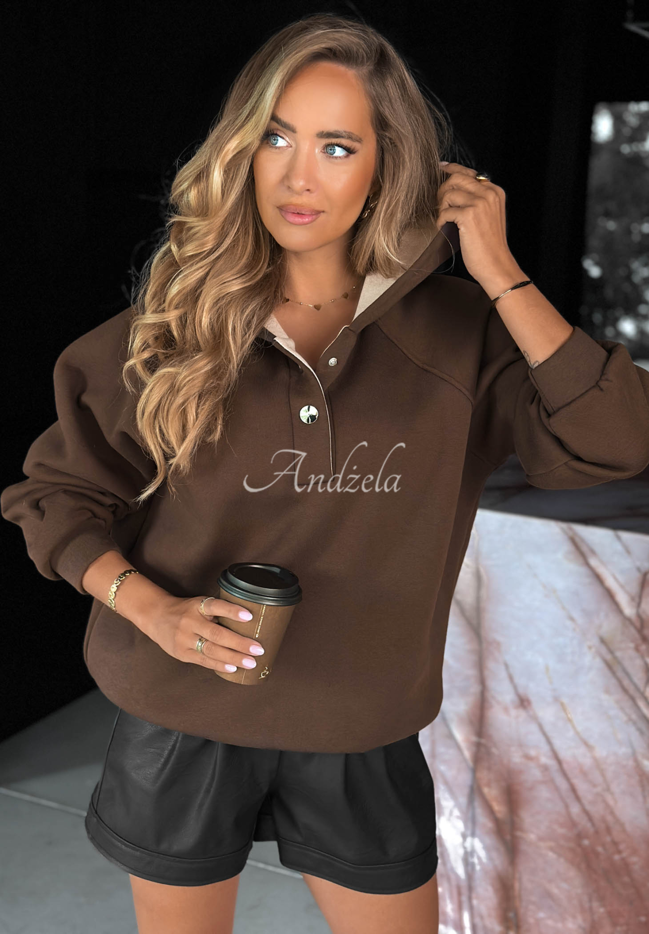 Sweatshirt mit Kapuze aus Baumwolle New Energy Schokoladenbraun