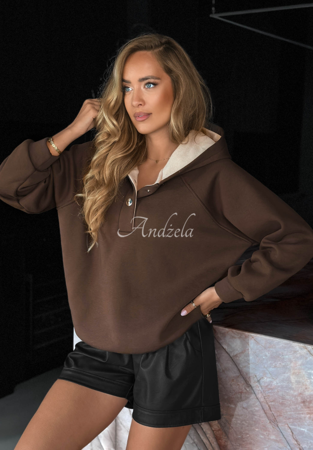 Sweatshirt mit Kapuze aus Baumwolle New Energy Schokoladenbraun