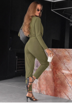 Bawełniany Jumpsuit z długim rękawem Soft Elegance Olivgrün