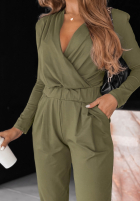Bawełniany Jumpsuit z długim rękawem Soft Elegance Olivgrün