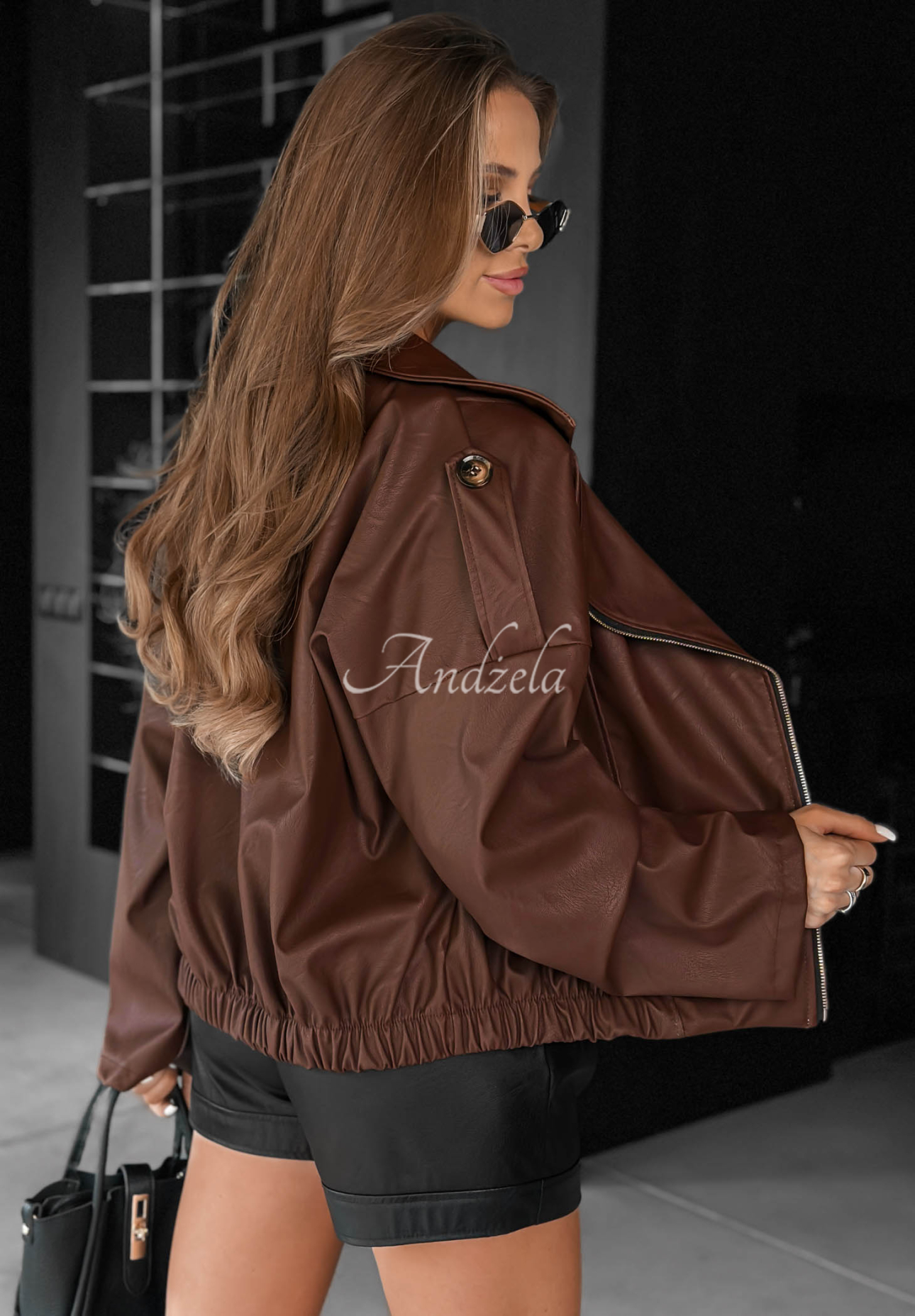 Bikerjacke aus Lederimitat Wild Desire Schokoladenbraun