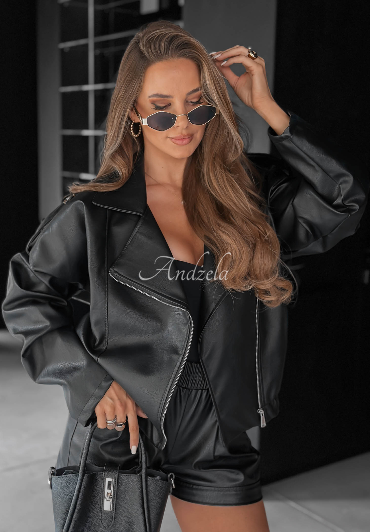 Bikerjacke aus Lederimitat Wild Desire Schwarz