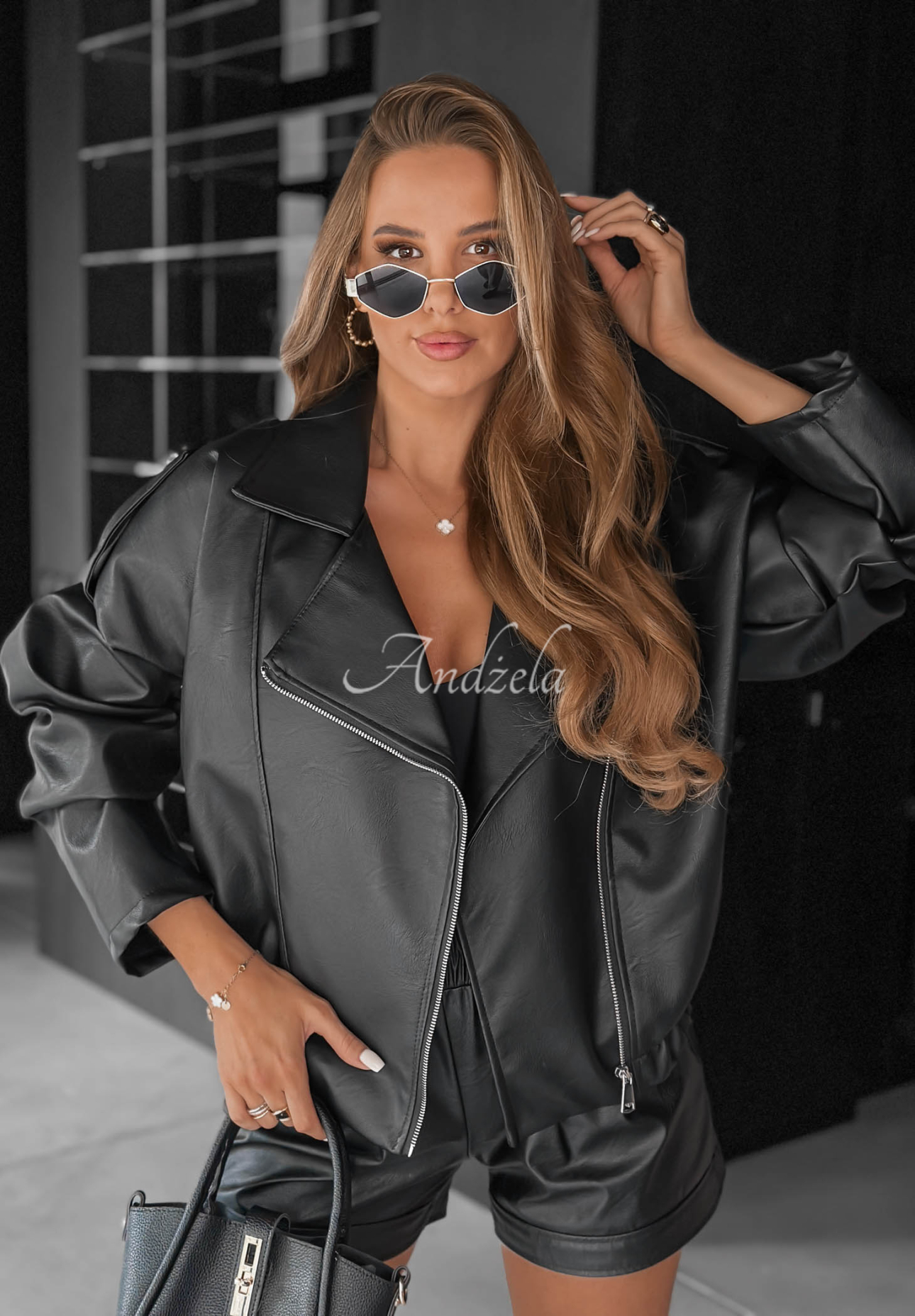 Bikerjacke aus Lederimitat Wild Desire Schwarz