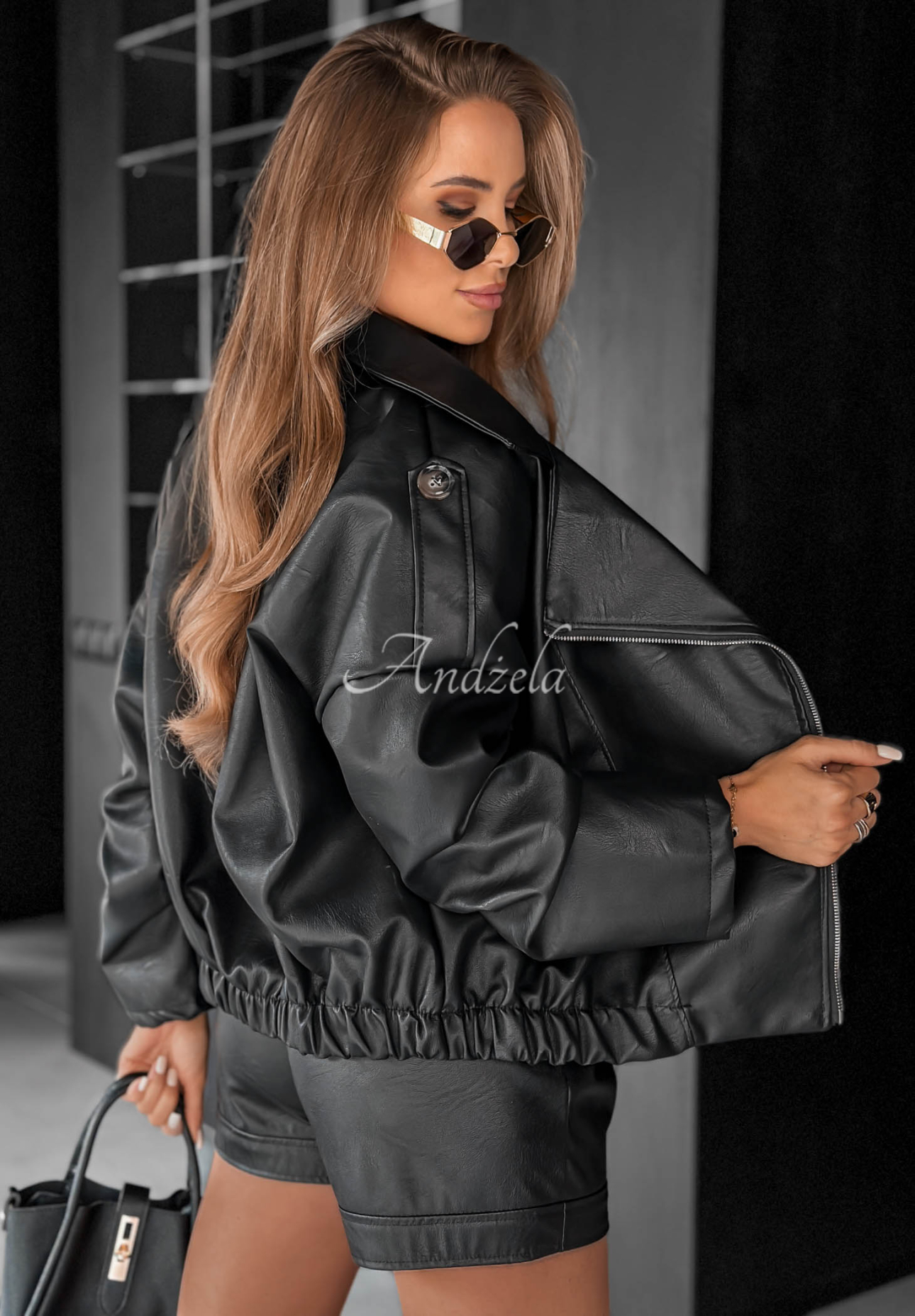 Bikerjacke aus Lederimitat Wild Desire Schwarz