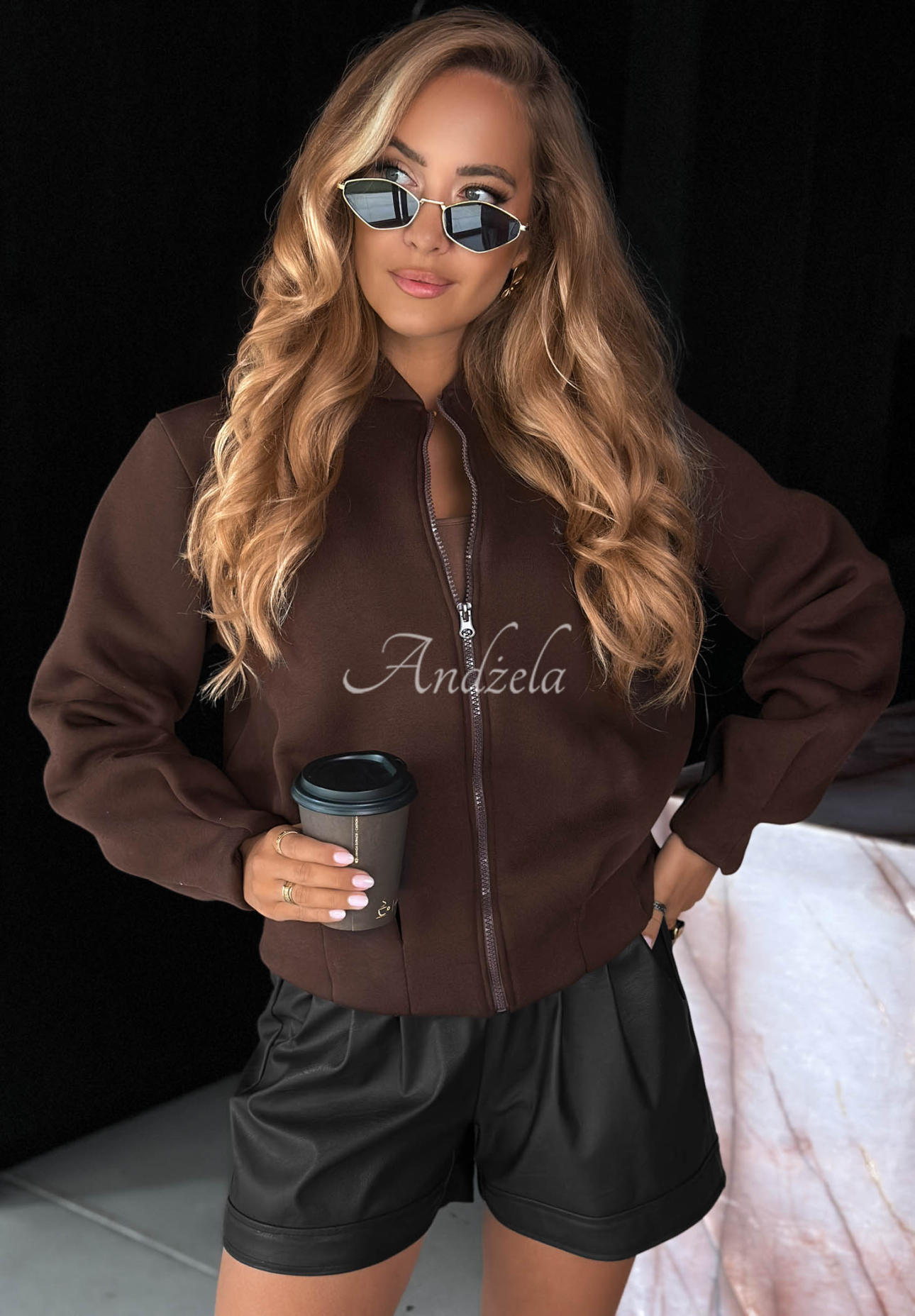 Baumwoll-Sweatshirt mit Ziernähten Soft Chapter Schokoladenbraun