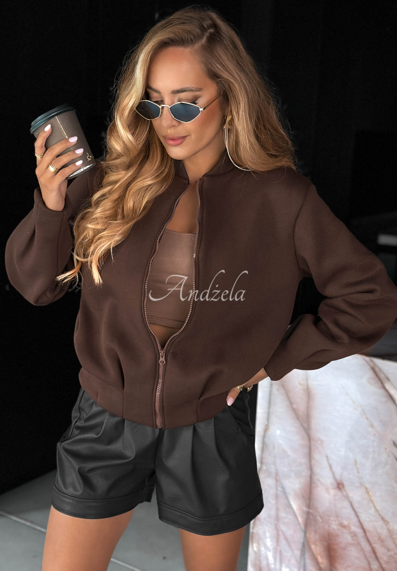 Baumwoll-Sweatshirt mit Ziernähten Soft Chapter Schokoladenbraun