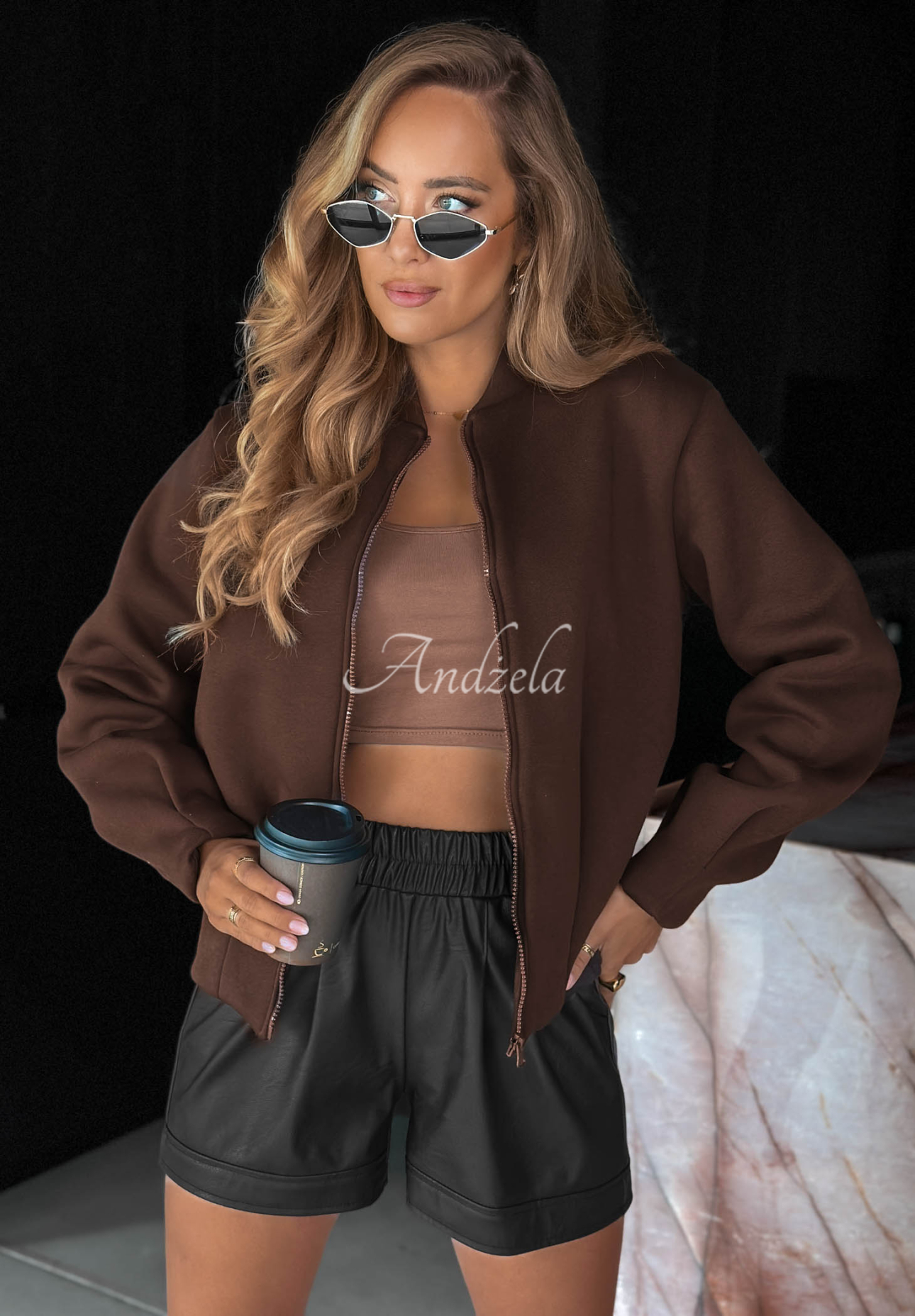 Baumwoll-Sweatshirt mit Ziernähten Soft Chapter Schokoladenbraun