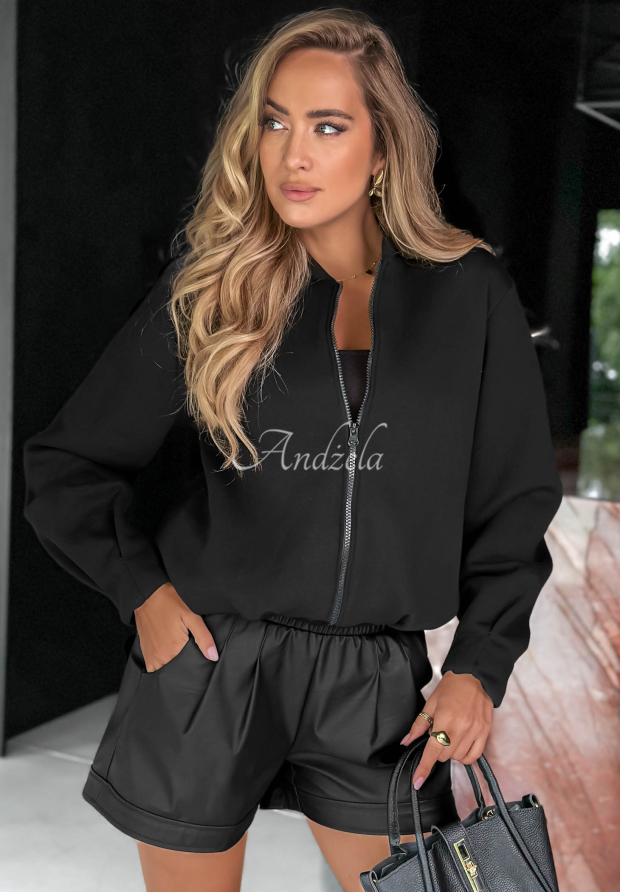 Baumwoll-Sweatshirt mit Ziern&auml;hten Soft Chapter Schwarz
