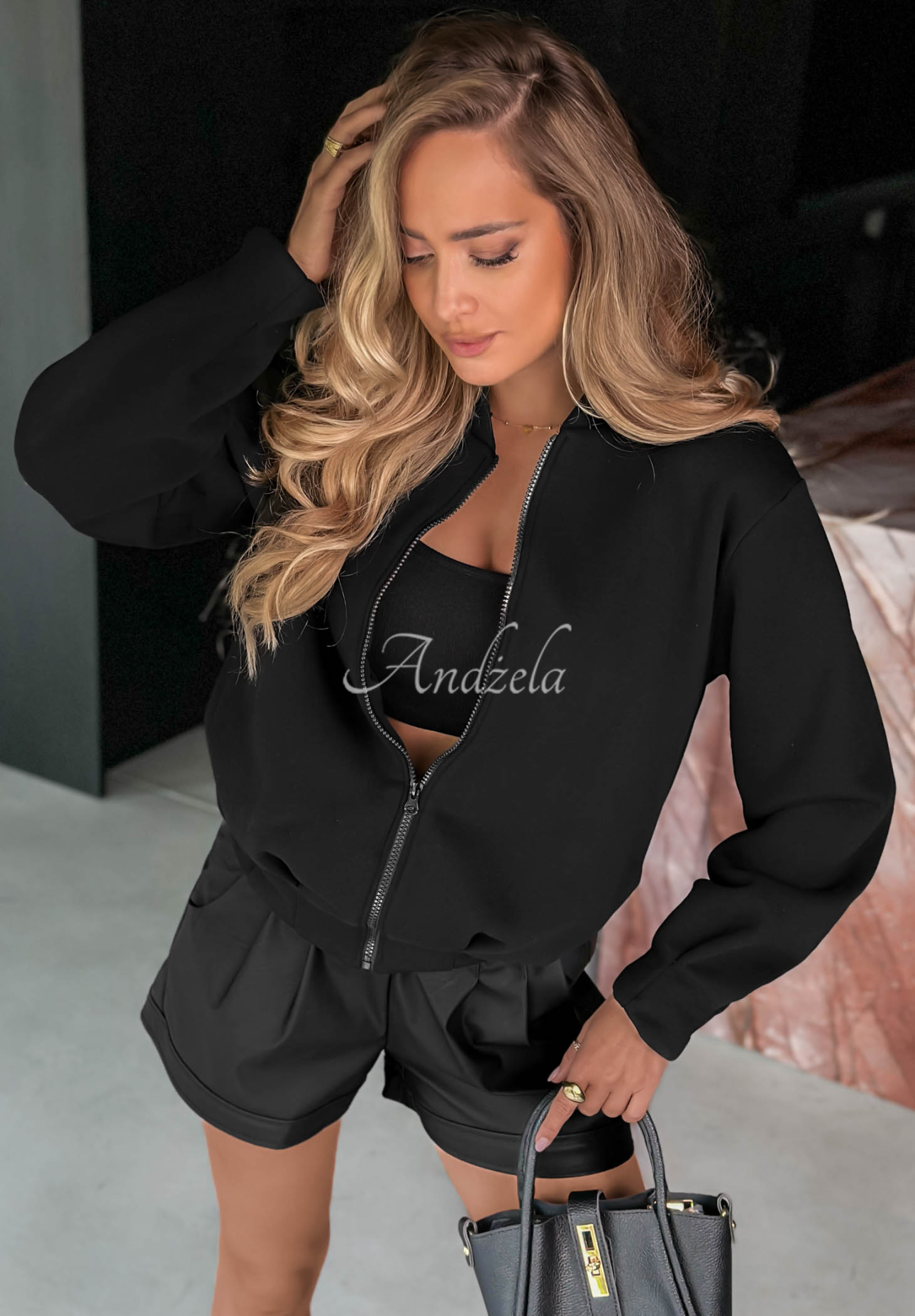 Baumwoll-Sweatshirt mit Ziernähten Soft Chapter Schwarz