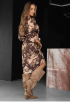 Kwiecista Kleid z kopertowym dekoltem Wild Petals czekoladowo-Burgunderrot
