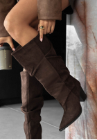 Lange zamszowe Stiefel na słupku Velvet Muse Schwarz