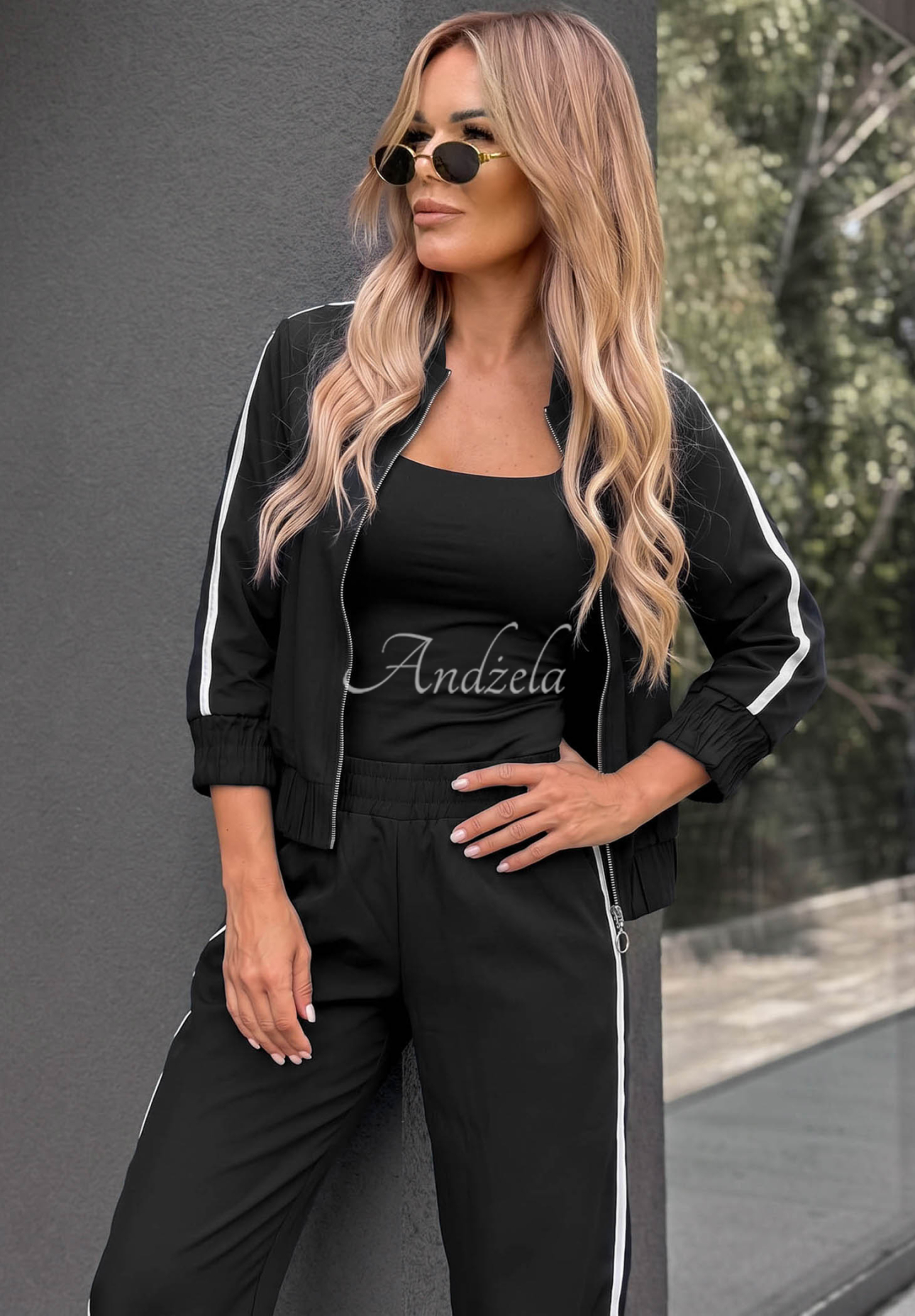 Set Jacke und Hose mit Streifen aus Baumwolle Unbelievable Schwarz