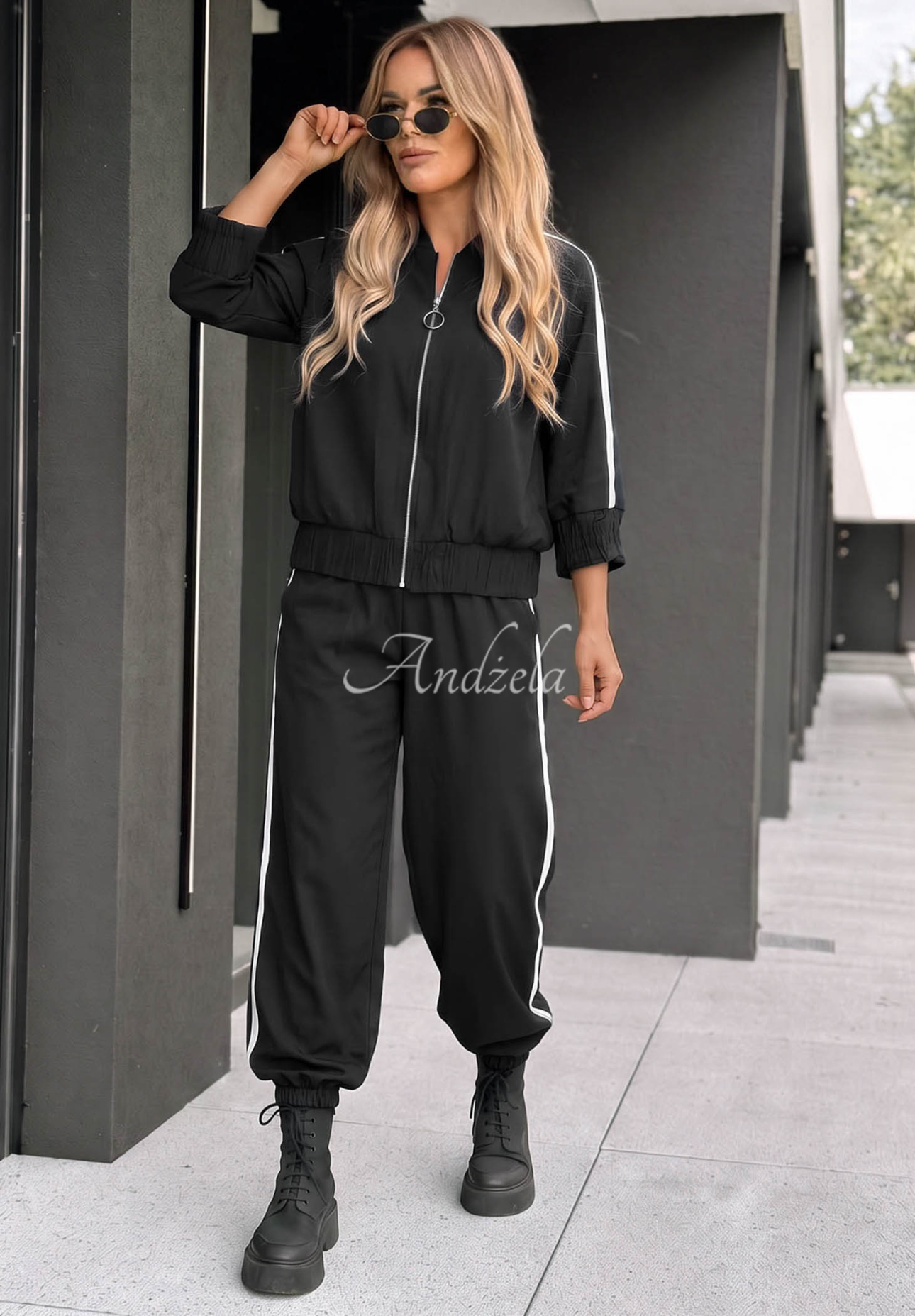 Set Jacke und Hose mit Streifen aus Baumwolle Unbelievable Schwarz