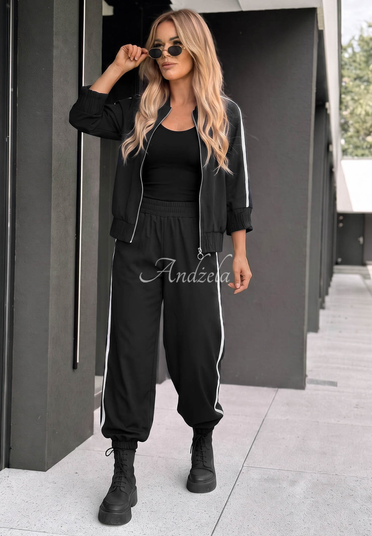 Set Jacke und Hose mit Streifen aus Baumwolle Unbelievable Schwarz