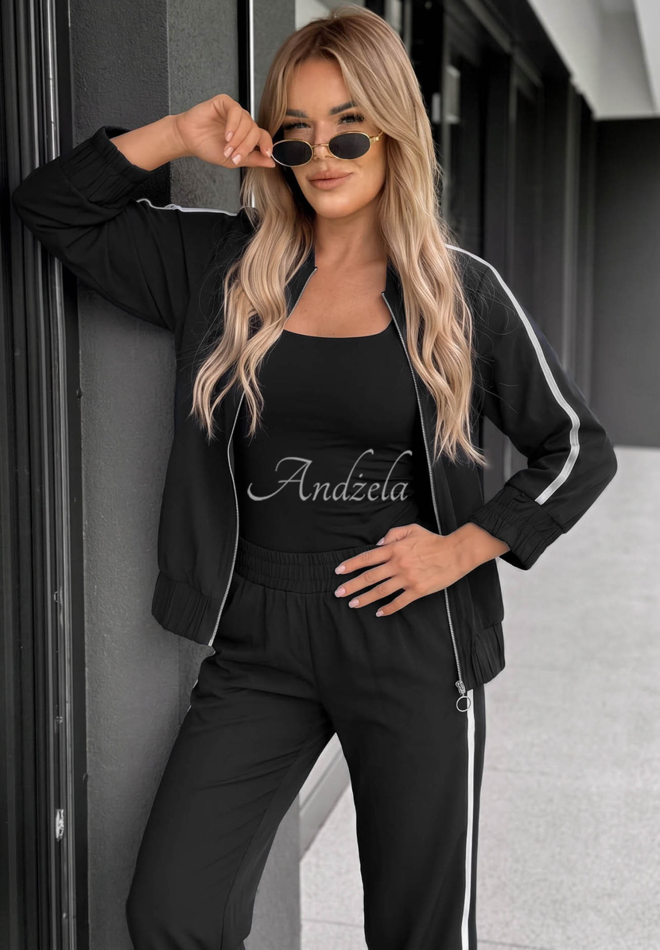 Set Jacke und Hose mit Streifen aus Baumwolle Unbelievable Schwarz