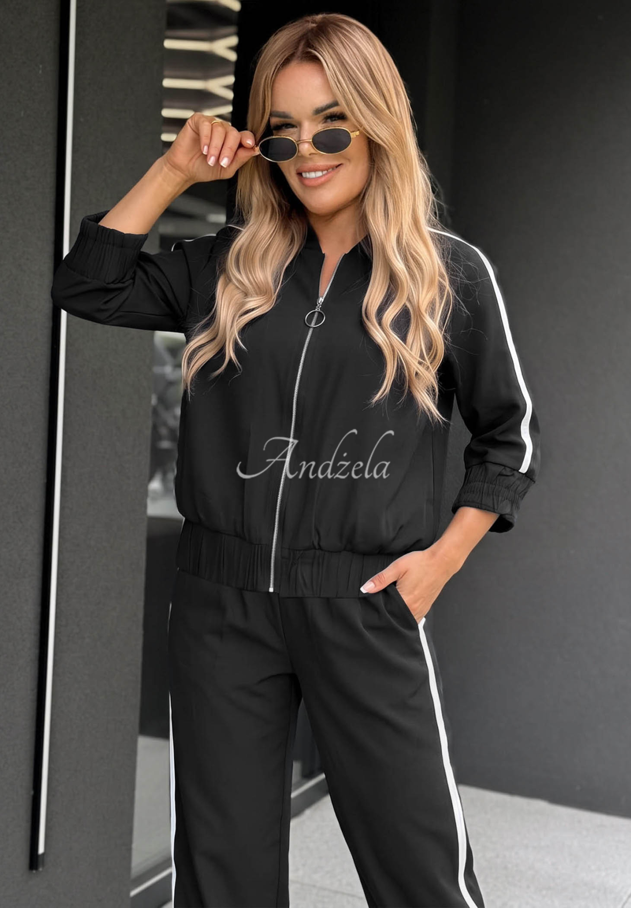 Set Jacke und Hose mit Streifen aus Baumwolle Unbelievable Schwarz