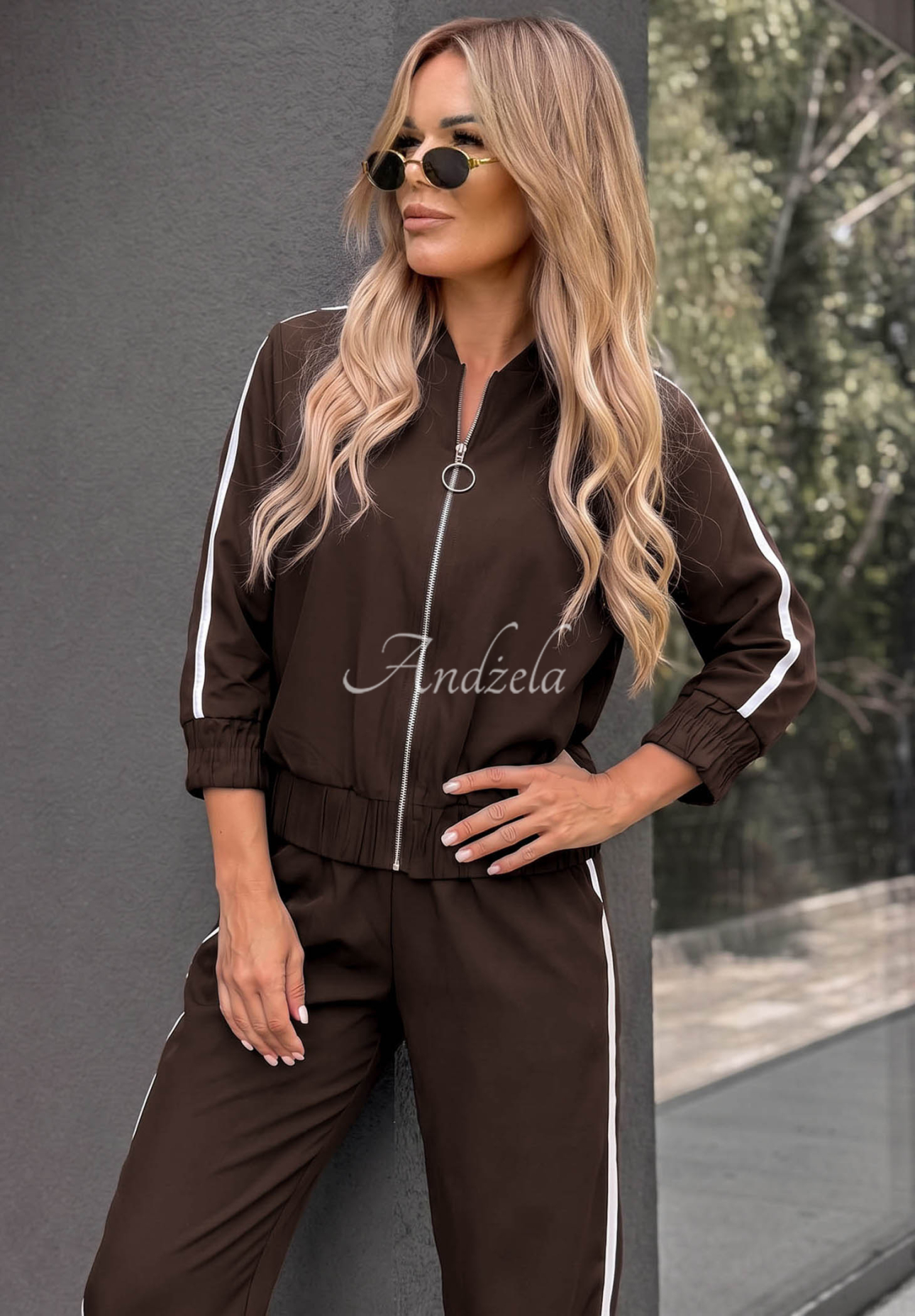Set Jacke und Hose mit Streifen aus Baumwolle Unbelievable Schokoladenbraun