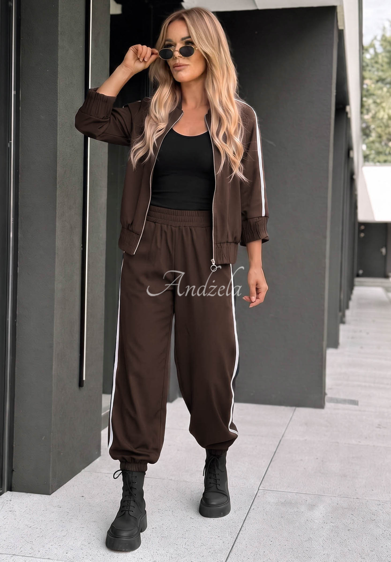 Set Jacke und Hose mit Streifen aus Baumwolle Unbelievable Schokoladenbraun