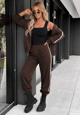 Set Jacke und Hose mit Streifen aus Baumwolle Unbelievable Schokoladenbraun