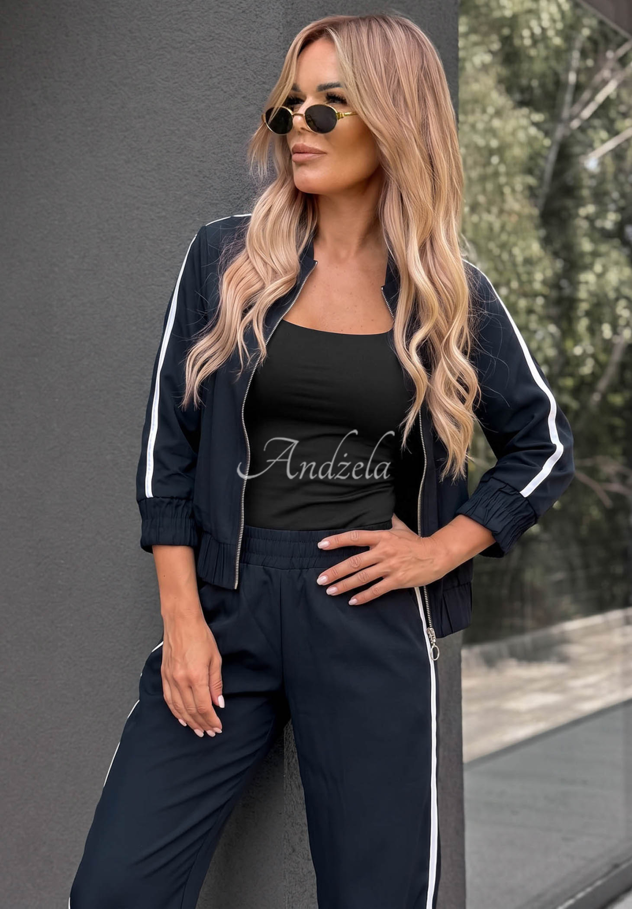 Set Jacke und Hose mit Streifen aus Baumwolle Unbelievable Dunkelblau