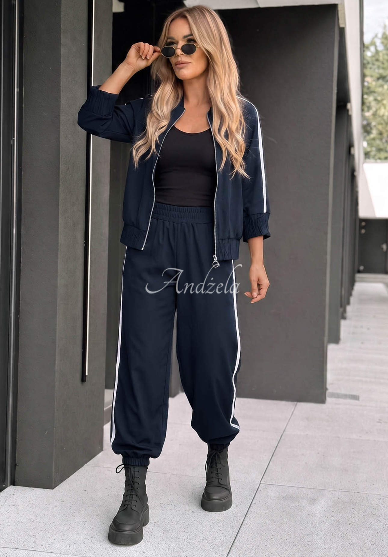 Set Jacke und Hose mit Streifen aus Baumwolle Unbelievable Dunkelblau