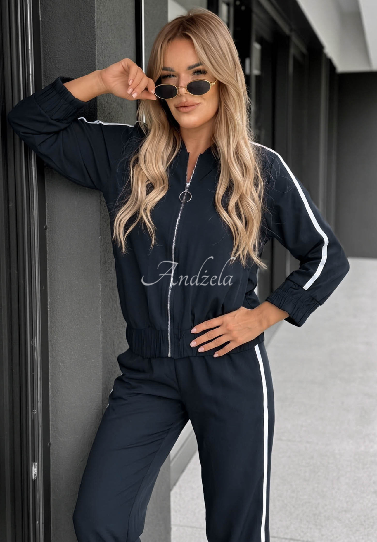 Set Jacke und Hose mit Streifen aus Baumwolle Unbelievable Dunkelblau