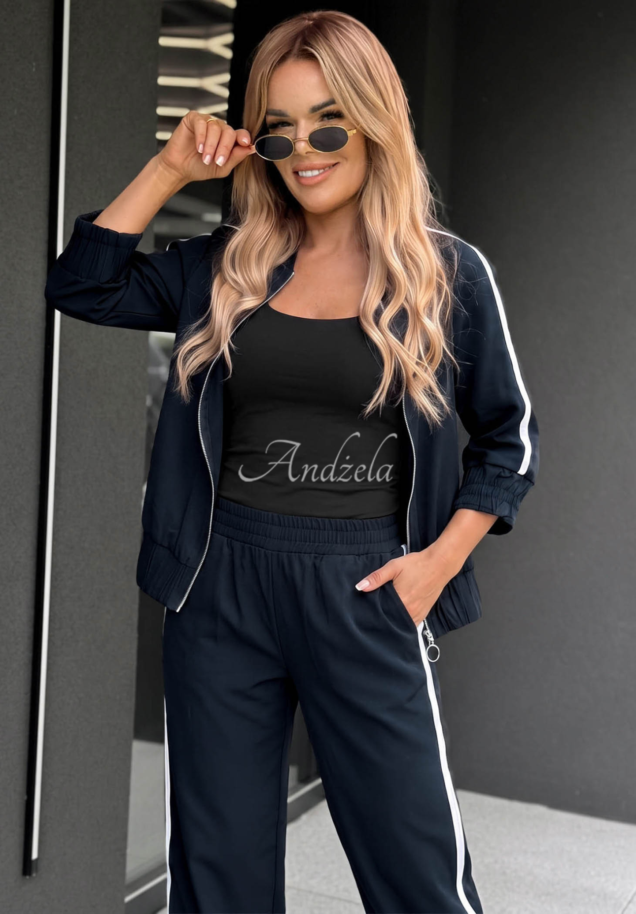 Set Jacke und Hose mit Streifen aus Baumwolle Unbelievable Dunkelblau