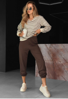 Sweat Set Sweatshirt i Hose w pas Hello Weekend Beige-Schokoladenbraun
