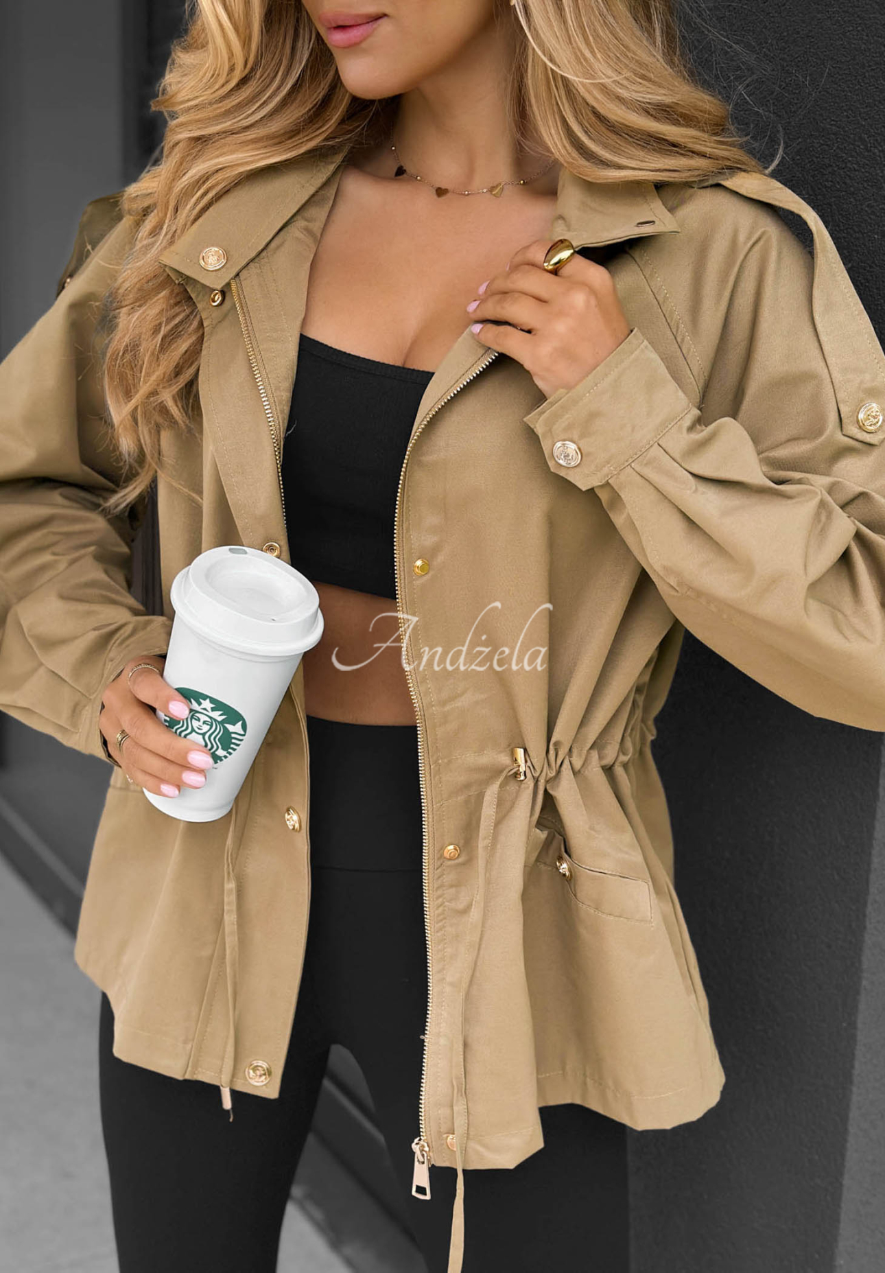 Leichte Parka-Jacke mit Kapuze Street Glow Beige