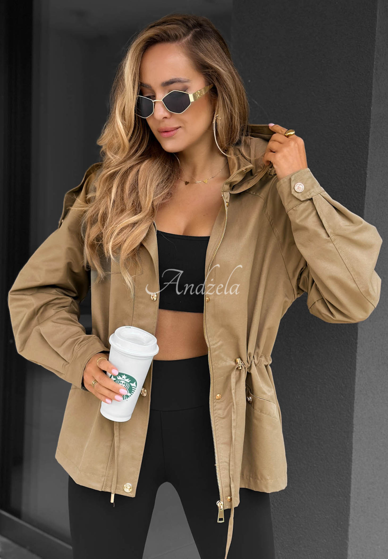 Leichte Parka-Jacke mit Kapuze Street Glow Beige