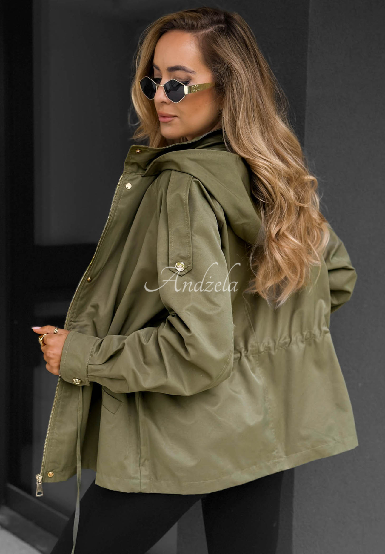 Leichte Parka-Jacke mit Kapuze Street Glow Khaki