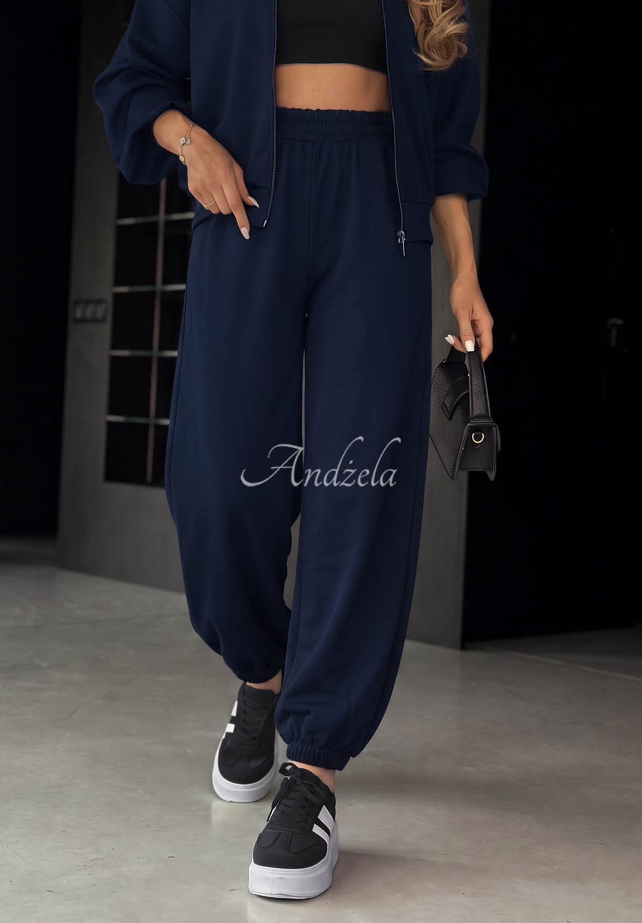 Jogginganzug aus Viskose Kapuzenjacke und Hose Comfort Club Dunkelblau
