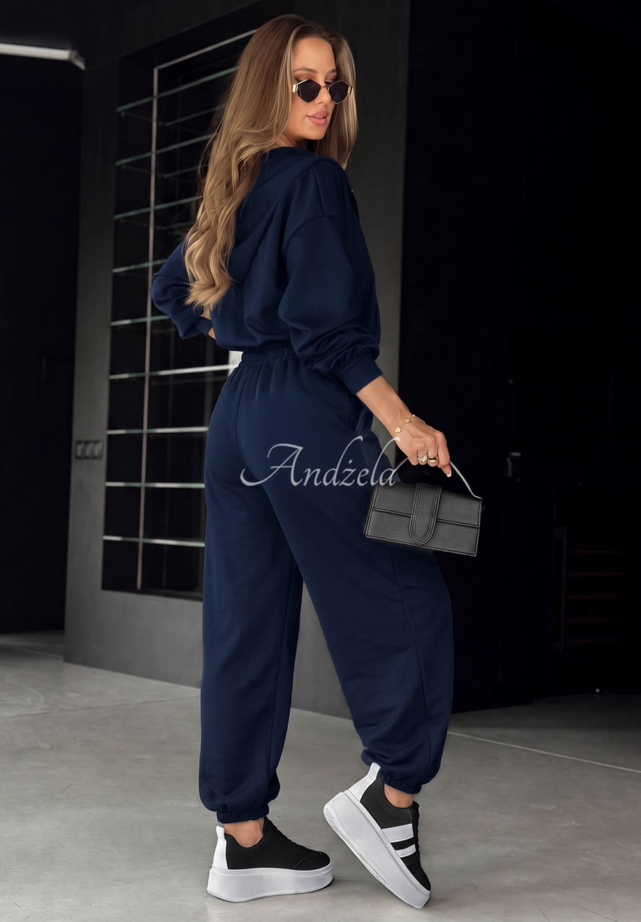 Jogginganzug aus Viskose Kapuzenjacke und Hose Comfort Club Dunkelblau
