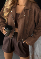 Krótka zamszowa Jacke bomberka Maple Story Schwarz
