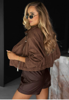 Krótka zamszowa Jacke bomberka Maple Story Schwarz