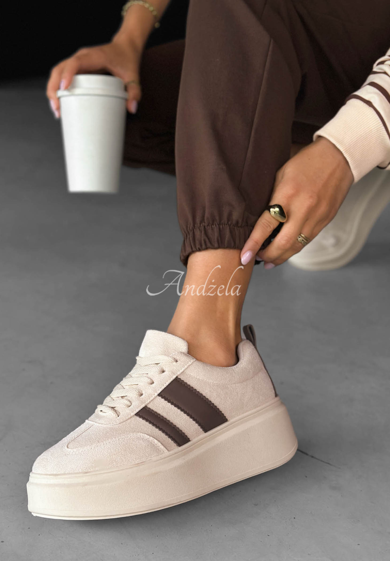 Wildleder Sneakers Start With Forever Beige-Schokoladenbraun
